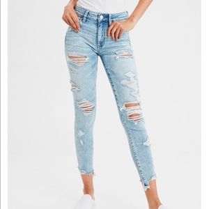 HIGH-WAISTED Destroyed  Jeans Denim JEGGING CROP